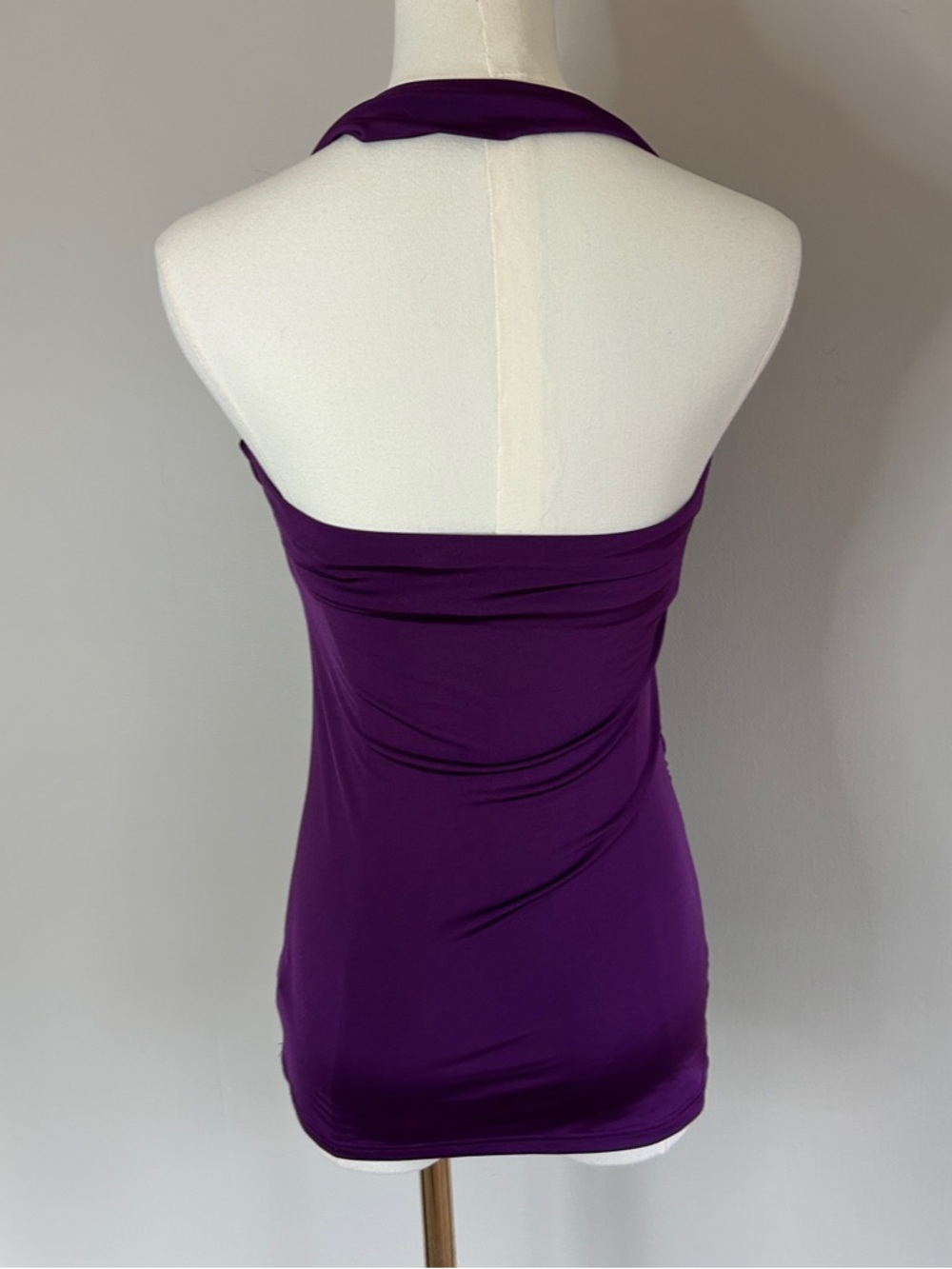 Y2K BEBE Asymmetric Ruched Fitted Halter 2000s Going Out Tank Top Club Glam Sz S - Picture 6 of 10